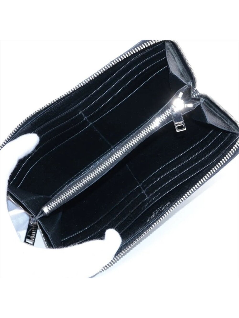 Saint Laurent YSL Paris Cassandra V-stitch Leather Wallet Zip Around - Picture 3 of 10